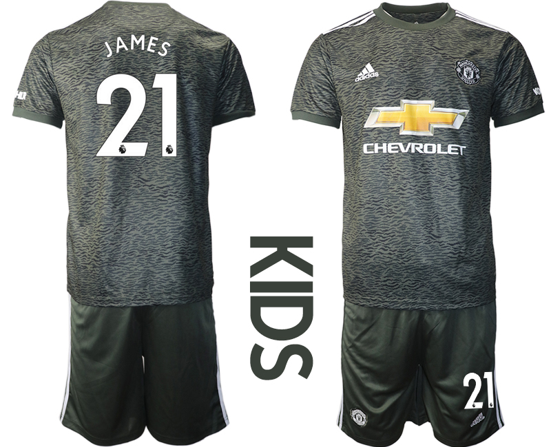 Youth 2020-2021 club Manchester United away #21 black Soccer Jerseys